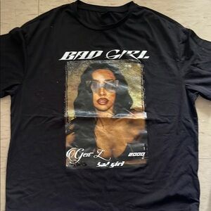 Black Graphic Tee with Bad Girl Design